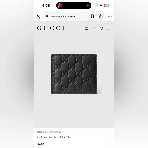 🔥Gucci (Authentic) GG Emblem bi-fold wallet - Picture 2 of 15